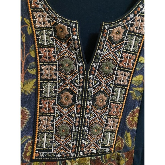 Soft Surroundings Blouse Womens S BLack Multicolor Pattern Embroidered Patchwork - Picture 5 of 11